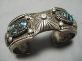 Best High Grade Bisbee Turquoise Vintage Native American Navajo Sterling Silver Bracelet Old-Nativo Arts