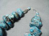 Newsworthy 362 Gram Vintage Native American Navajo Turquoise Sterling Silver Necklace-Nativo Arts