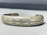 Outstanding Vintage Native American Navajo Sterling Silver Handstamped Bracelet-Nativo Arts