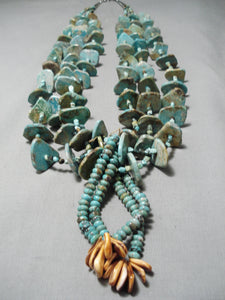 Native American Biggest Crazy Vintage Santo Domingo Royston Turquoise Sterling Silver Necklace-Nativo Arts