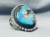 Rare Turquoise Vintage Native American Navajo Sterling Silver Ring Old-Nativo Arts