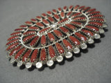 Stunning Navajo Coral Sterling Silver Native American Pin-Nativo Arts