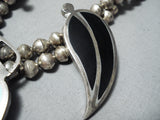 One Of The Most Unique Vintage Native American Navajo Turquoise Sterling Silver Inlay Necklace-Nativo Arts