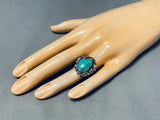Unique Hallmark Vintage Native American Navajo Turquoise Sterling Silver Leaf Ring-Nativo Arts