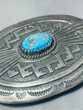 Astounding Vintage Native American Navajo Morenci Turquoise Sterling Silver Buckle-Nativo Arts