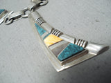 Stunning Vintage Native American Navajo Turquoise Sterling Silver Necklace Old-Nativo Arts
