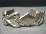 Fabulous Vintage Navajo Sterling Silver Bracelet Hearts Native American Old-Nativo Arts