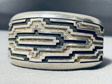 Important Vintage Native American Navajo Dan Jackson Sterling Silver Hand Carved Bracelet-Nativo Arts