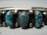 Important Vintage Native American Navajo Last Chance Mine Turquoise Sterling Silver Bracelet Old-Nativo Arts
