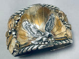 Important Chee Eagle Vintage Native American Navajo Sterling Silver Gold Bracelet-Nativo Arts