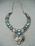 Phenomenal Vintage Native American Navajo Sleeping Beauty Turquoise Sterling Silver Necklace-Nativo Arts