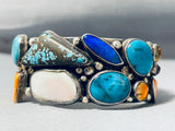 Very Unique Vintage Native American Navajo #8 Turquoise Sterling Silver Shell Bracelet-Nativo Arts