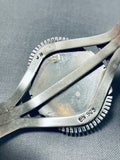 Native American Amazing Southwestern Sterling Silver White Buffalo Turquoise Bracelet-Nativo Arts