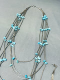 Enticing Vintage Native American Navajo Oldkingman Turquoise Sterlingsilver Necklace Earring Set-Nativo Arts