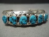 Amazing Vintage Zuni Native American Turquoise Sterling Silver Wave Bracelet-Nativo Arts