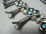 Amazing Vintage Native American Navajo Snake Turquoise Sterling Silver Squash Blossom Necklace-Nativo Arts