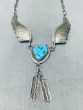 Incredible Vintage Native American Navajo Morenci Turquoise Sterling Silver Necklace-Nativo Arts