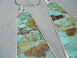 Native American Spell-binding Santo Domingo Royston Turquoise Sterling Silver Earrings-Nativo Arts