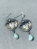 Beautiful Native American Navajo Kingman Turquoise Sterling Silver Dime Earrings-Nativo Arts