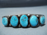 Excellent Vintage Native American Navajo Morenci Turquoise Sterling Silver Bracelet Old-Nativo Arts
