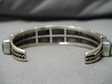 Exceptional Vintage Native American Navajo Huge Squared Turquoise Sterling Silver Bracelet-Nativo Arts