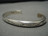 Thick Hand Tooled Vintage Native American Navajo Sterling Silver Bracelet-Nativo Arts