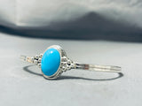 Elegant Native American Navajo Sleeping Beauty Turquoise Sterling Silver Bracelet-Nativo Arts