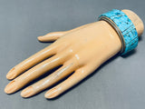 Exceptional Native American Navajo Turquoise Sterling Silver Bracelet Signed-Nativo Arts