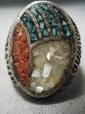 Native American Marvelous Vintage Navajo Turquoise Sterling Silver Ring Old-Nativo Arts