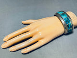 Native American Important Evangeline Tsabetsyae Vintagew Zuni Turquoise Sterling Silver Bracelet-Nativo Arts