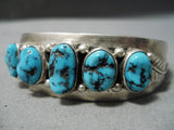 Impressive Vintage Navajo Sleeping Beauty Sterling Silver Bracelet Native American-Nativo Arts