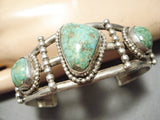 Statement Vintage Native American Navajo Carico Lake Turquoise Sterling Silver Bracelet Old-Nativo Arts