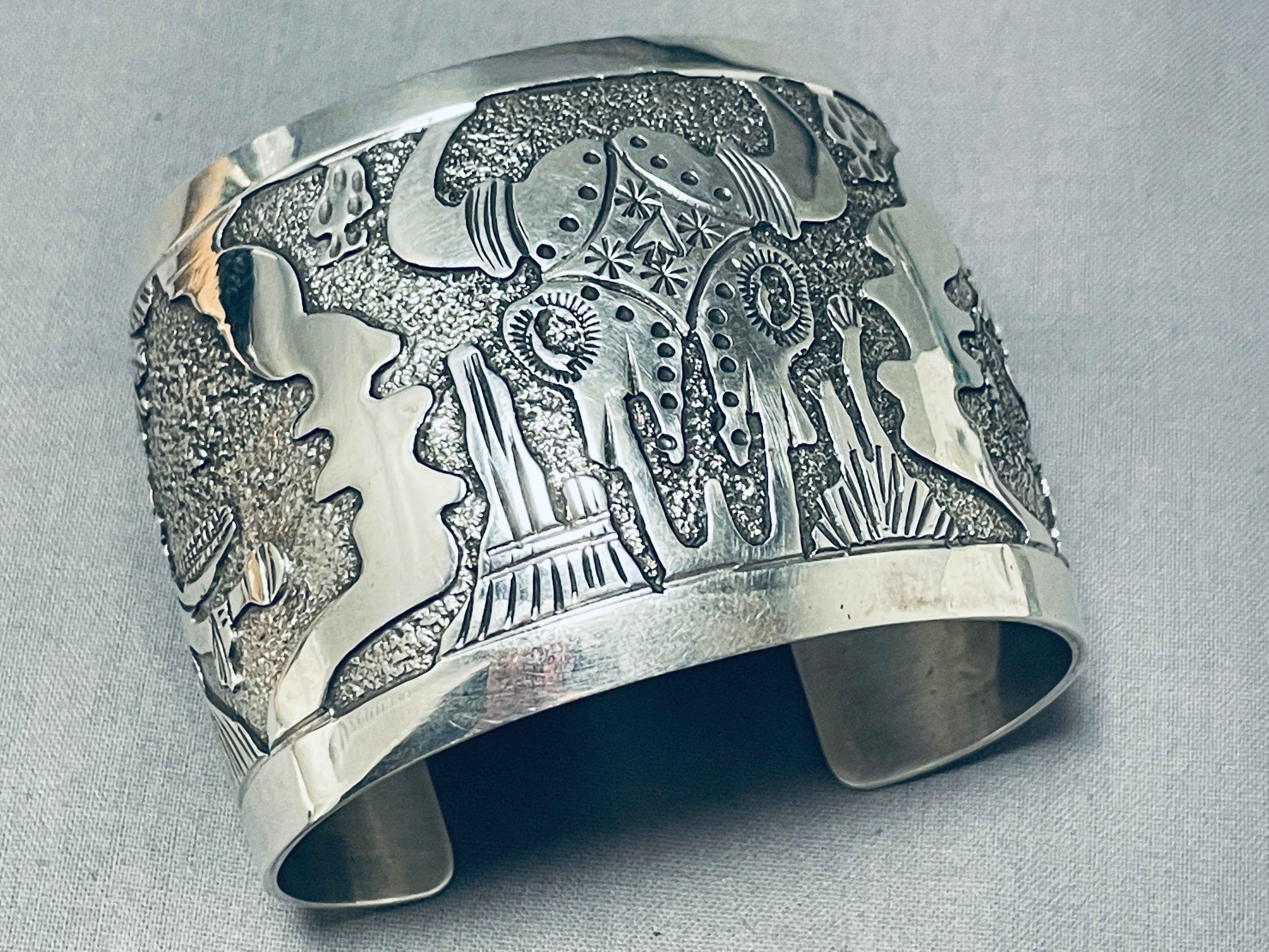 Exceptional Native American Navajo Signed Sterling Silver