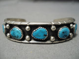 Vintage Navajo Blue Turquoise Sterling Silver Bracelet Native American Old-Nativo Arts