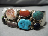 Rare Modernistic Vintage Native American Navajo Turquoise Gaspeite Sterling Silver Bracelet-Nativo Arts