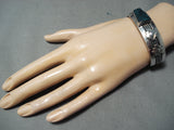 Incredible Vintage Native American Navajo Geomtric Turquoise Sterling Silver Channel Bracelet-Nativo Arts