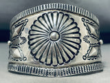 Rare 75 Grams Native American Navajo Sterling Silver Stamped Bracelet-Nativo Arts
