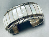 One Of The Best Vintage Native American Navajo Pearl Inlay Sterling Silver Bracelet-Nativo Arts