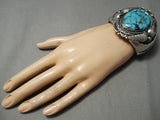 Very Important Vintage Native American Navajo Blue Thunder Turquoise Sterling Silver Bracelet-Nativo Arts