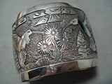 So Detailed Huge Hummingbird Navajo Sterling Silver Bracelet Native American-Nativo Arts