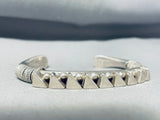 Heavy Thick Triangular Solid Vintage Native American Navajo Sterling Silver Bracelet-Nativo Arts