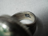 Important Vintage Native American Navajo Verdy Jake Turquoise Sterling Silver Ring-Nativo Arts