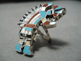 Exceptional Vintage Zuni Native American Sterling Silver Quam Turquoise Ring-Nativo Arts