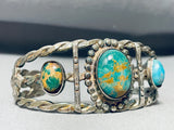 Early Vintage Native American Navajo Nevada Green Turquoise Sterling Silver Bracelet-Nativo Arts