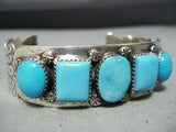 Detailed Vintage Native American Navajo Turquoise Concho Sterling Silver Bracelet-Nativo Arts