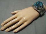 One Of The Best Vintage Native American Navajo Bisbee Turquoise Sterling Silver Bracelet-Nativo Arts