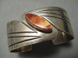 Rare Wide Vintage Native American Navajo Spiny Oyster Shell Sterling Silver Bracelet Old-Nativo Arts