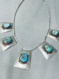Channel Pendant Vintage Native American Navajo Turquoise Sterling Silver Necklace Old-Nativo Arts