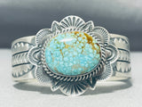 Hypnotic Native American Navajo Signed Spiderweb Turquoise Sterling Silver Bracelet-Nativo Arts