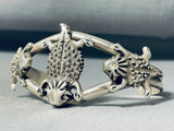 Symbolic Protector of Arrowheads Horned Lizards Sterling Silver Navajo Bracelet-Nativo Arts